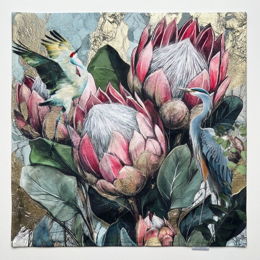 Crane on Protea