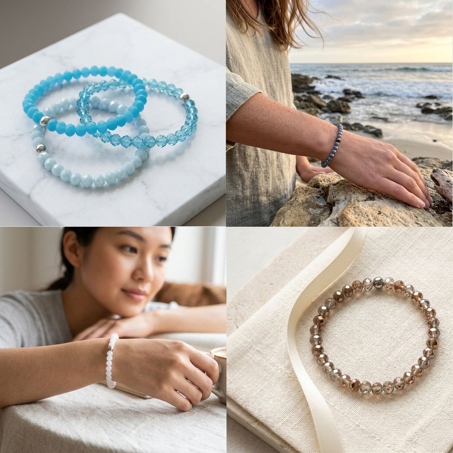 Opaque & Iridescent · Stretch Bracelets